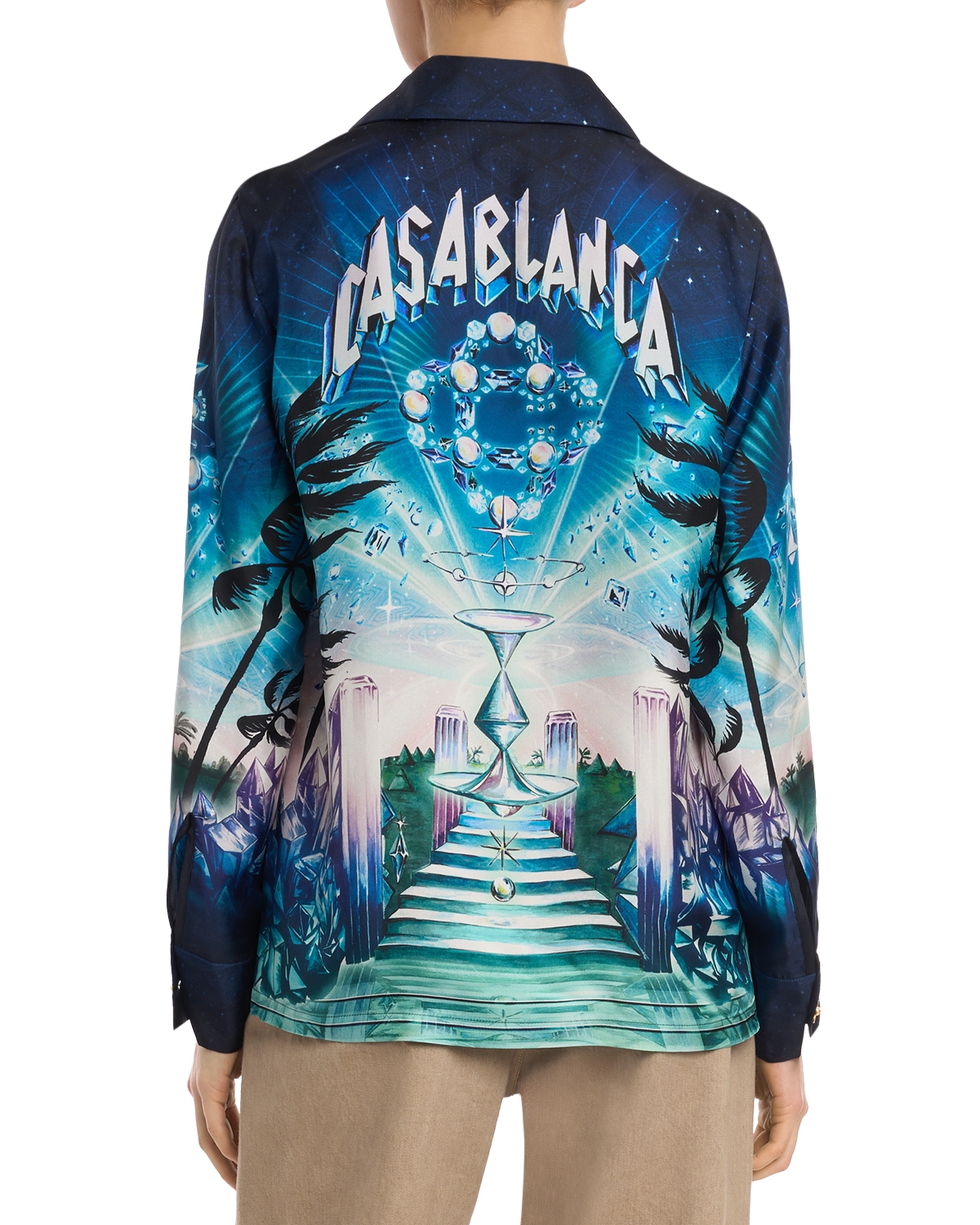 Casablanca - Silk Cuban Collar Long Sleeve Shirt