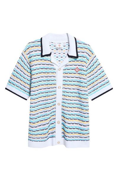 Casablanca Casablanca Stripe Cotton Reverse Jacquard Sweater 