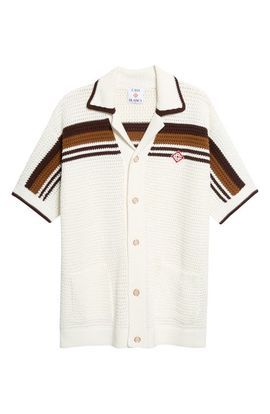 Casablanca Casablanca Tennis Stripe Cotton Open Stitch Sweater 