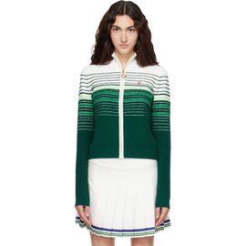 Casablanca Casablanca White & Green Boucle Stripe Zip‑Up Track Jacket
