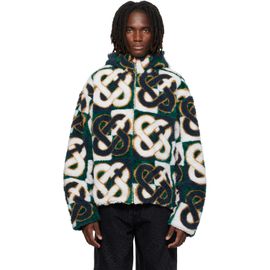 Casablanca Casablanca White & Green Check Monogram Fleece Jacket