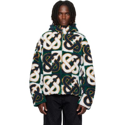 Casablanca Casablanca White & Green Check Monogram Fleece Jacket