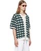 Casablanca Casablanca White & Green Crochet Mosaic Short Sleeve Shirt - 2