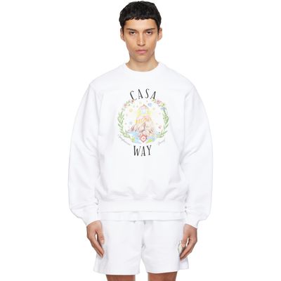 Casablanca Casablanca White 'Casa Way' Crew Neck Sweatshirt