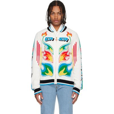 Casablanca Casablanca White Flame Laurel Cotton Knit Casa Club Jacket