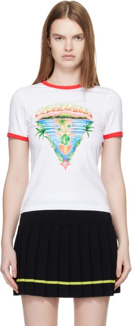 Casablanca Casablanca White Innocence Triangle Longline Ringer T-shirt