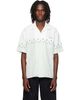 Casablanca Casablanca White Linen Floral Stripe Sporty Short Sleeve Shirt - 1