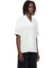 Casablanca Casablanca White Linen Floral Stripe Sporty Short Sleeve Shirt - 2