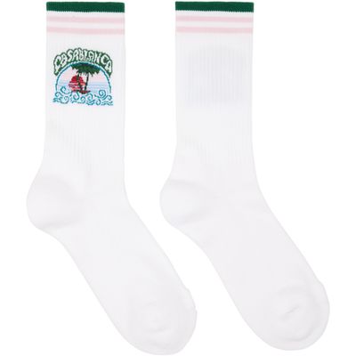 Casablanca Casablanca White Palm Tree Emblem Socks