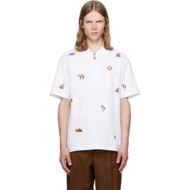 Casablanca Casablanca White Quartered Zip Embroidered Polo