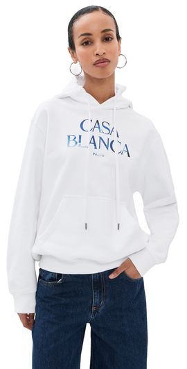 Casablanca Casablanca White Stacked Logo Hoodie White