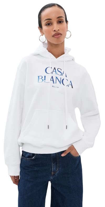 Casablanca Casablanca White Stacked Logo Hoodie White