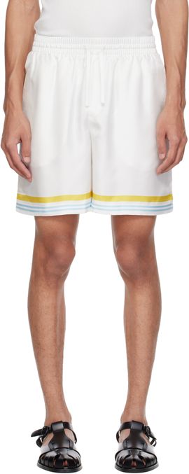 Casablanca Casablanca White Tennis Landscape Silk Shorts