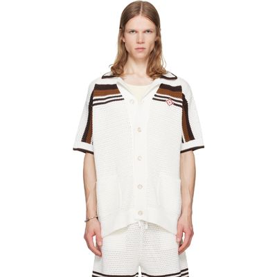 Casablanca Casablanca White Tennis Stripe Crochet Short Sleeve Shirt