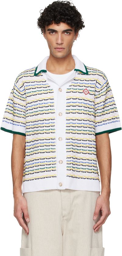 Casablanca Casablanca White Tuck Stitch Short Sleeve Shirt