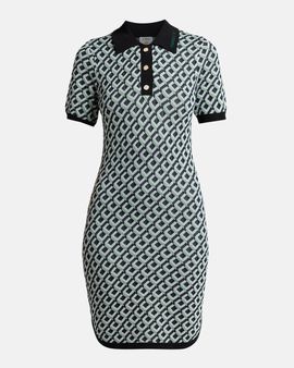 Casablanca Cubist Monogram Short-Sleeve Mini Polo Dress