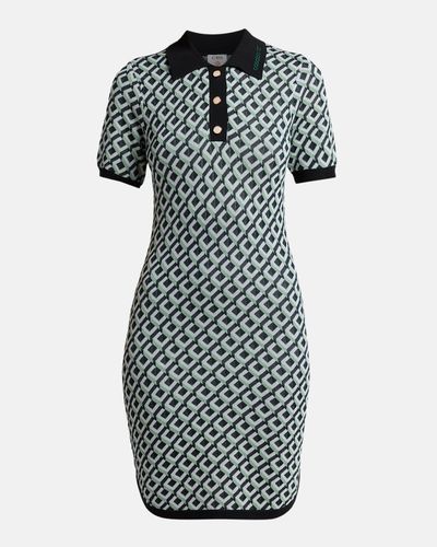 Casablanca Cubist Monogram Short-Sleeve Mini Polo Dress
