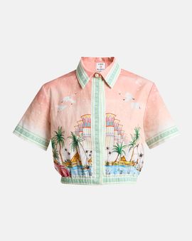 Casablanca Ethereal Cotton Cropped Short-Sleeve Shirt