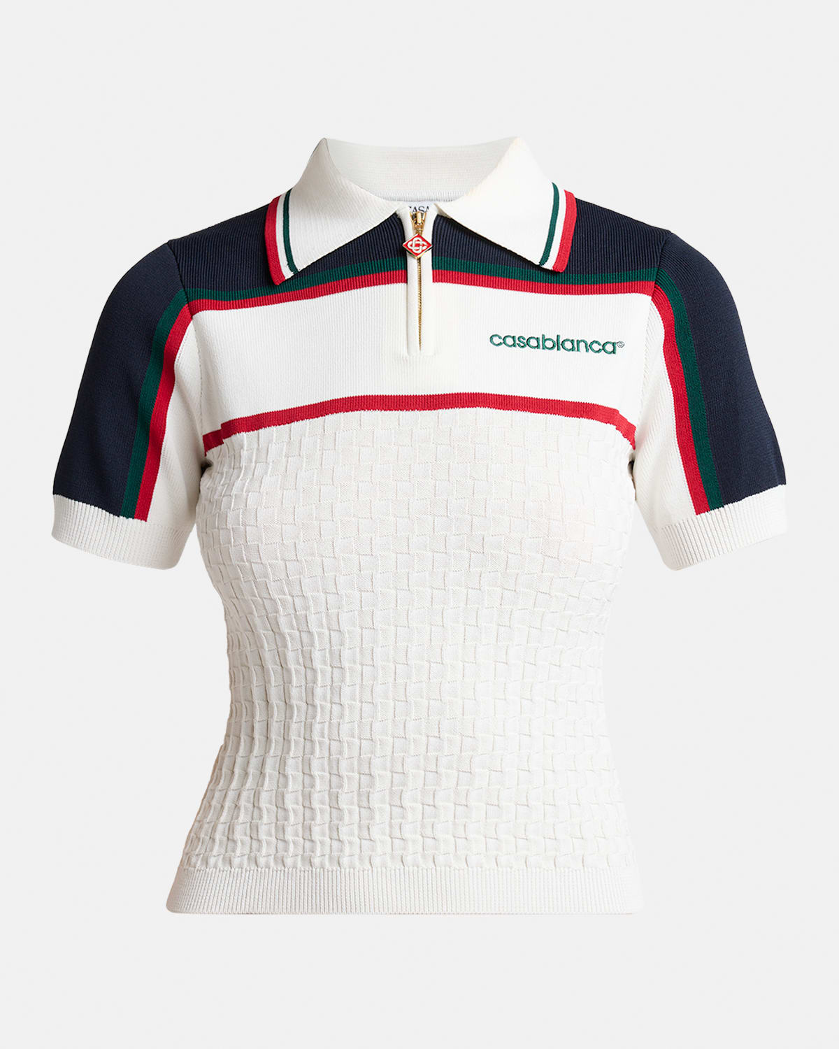 Casablanca Knit Tennis Short-Sleeve Polo Shirt