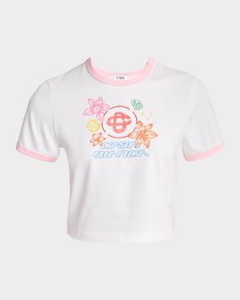 CASABLANCA Logo-Print Short-Sleeve Crop Ringer Baby Tee