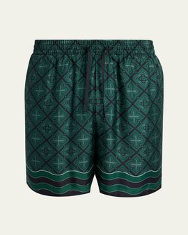 Casablanca Men's Radiating Monogram Silk Shorts