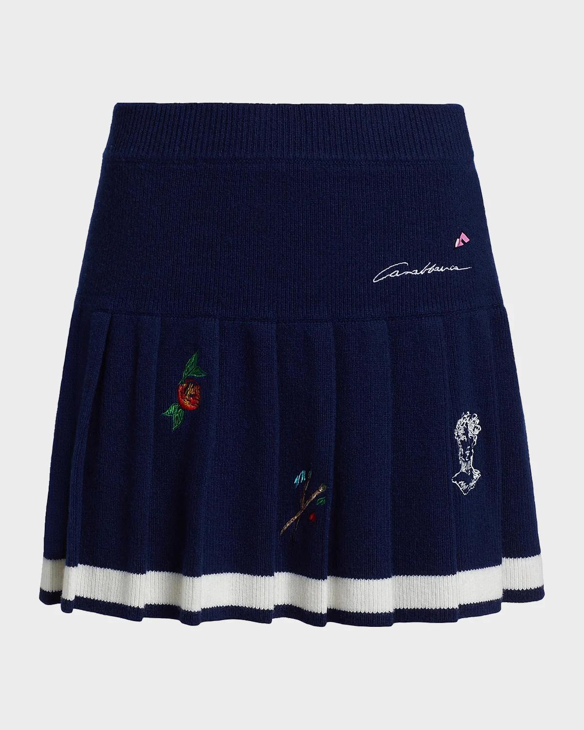 Casablanca Merino Wool &amp; Cashmere Pleated Miniskirt