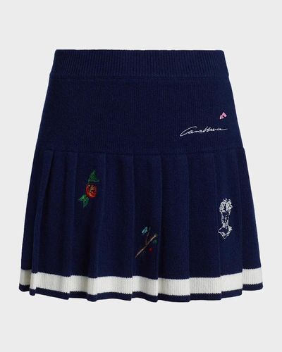 Casablanca Merino Wool &amp; Cashmere Pleated Miniskirt