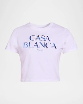 Casablanca Stacked Logo Cotton Crop T-Shirt