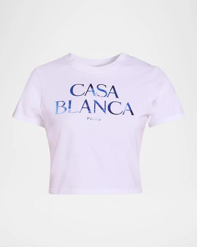 Casablanca Stacked Logo Cotton Crop T-Shirt