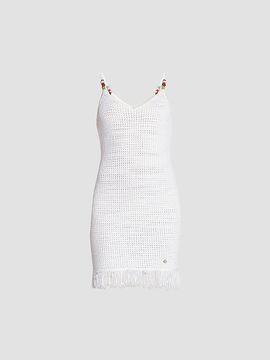 Casablanca Women's Perforated Cotton-Blend Knit Fringe Minidress