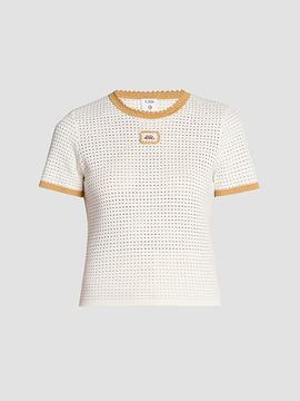 Casablanca Women's Perforated Cotton Knit Crewneck T-Shirt