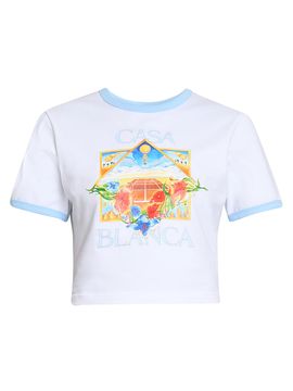 Casablanca Women's Ringer Baby Logo Stretch-Cotton T-Shirt