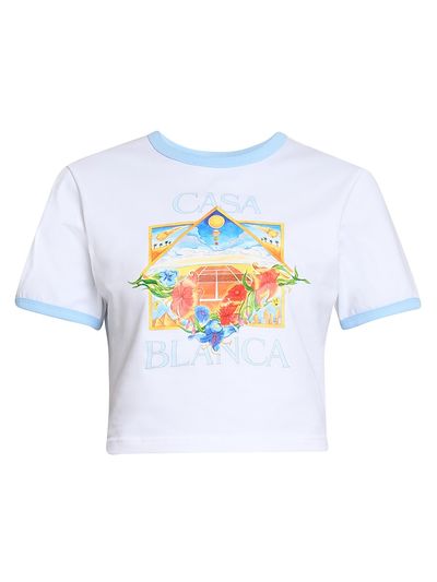 Casablanca Women's Ringer Baby Logo Stretch-Cotton T-Shirt