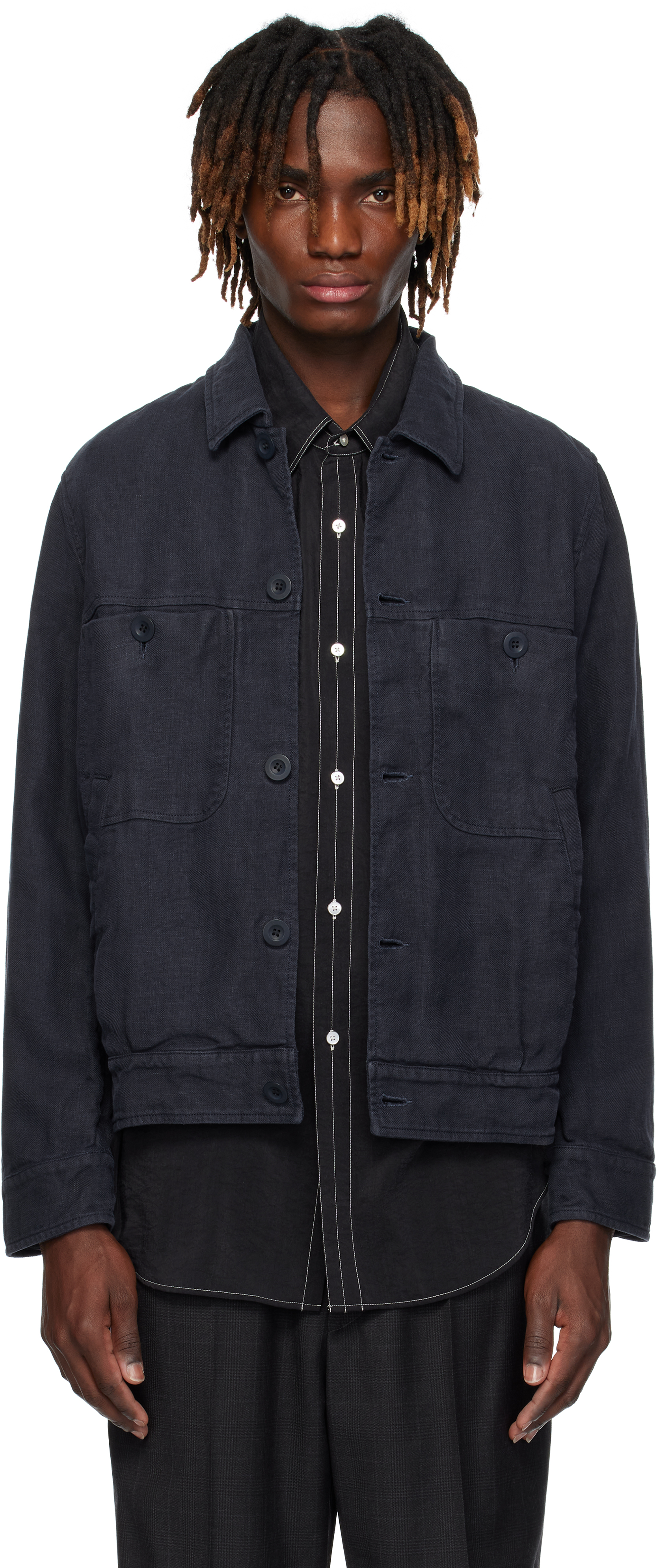 CASEY CASEY - Navy Johnsen Jacket
