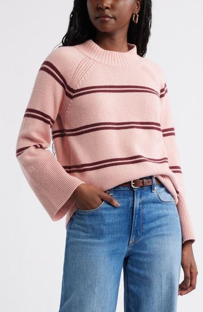 caslon(r) caslon(r) Bell Sleeve Mock Neck Merino Wool & Cotton Sweater