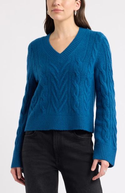 caslon(r) caslon(r) Cable Stitch V-Neck Sweater