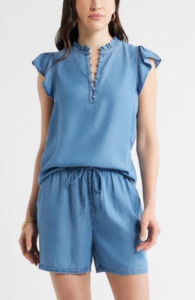 caslon(r) caslon(r) Flutter Sleeve Popover Chambray Top