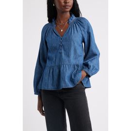 caslon(r) caslon(r) Peplum Cotton Chambray Top