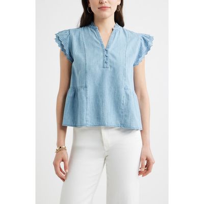 caslon(r) caslon(r) Ruffle Eyelet Chambray Top