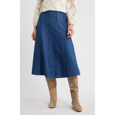 caslon(r) caslon(r) Seamed A-Line Denim Midi Skirt