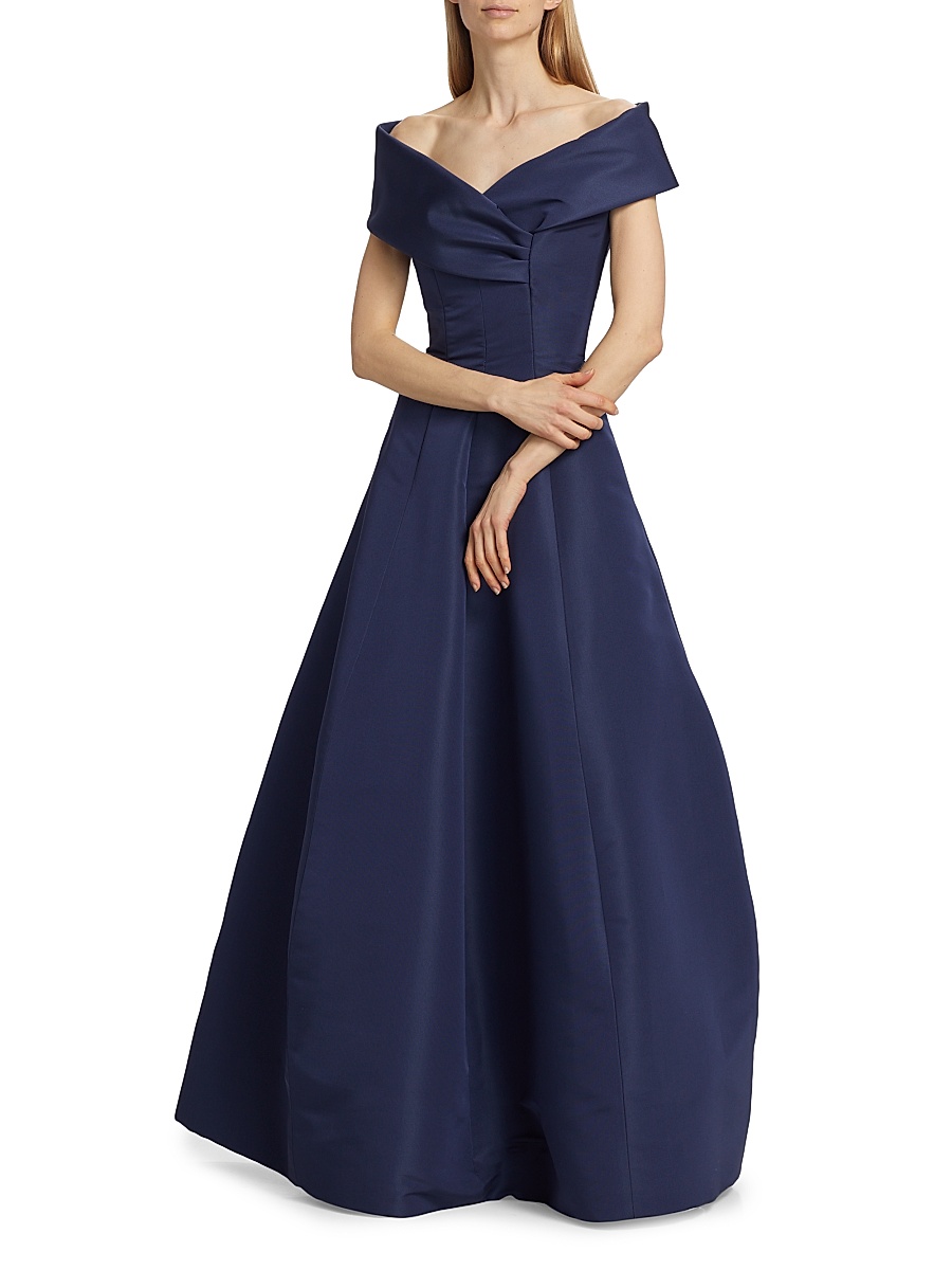 sachin and babi light blue dress Embroidered Silk Radzimir Off-the-Shoulder Gown  On Sale Now with Up to  77% Off