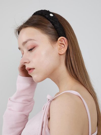 CATTLINE Antic Tweed HairBand (Black Silver)