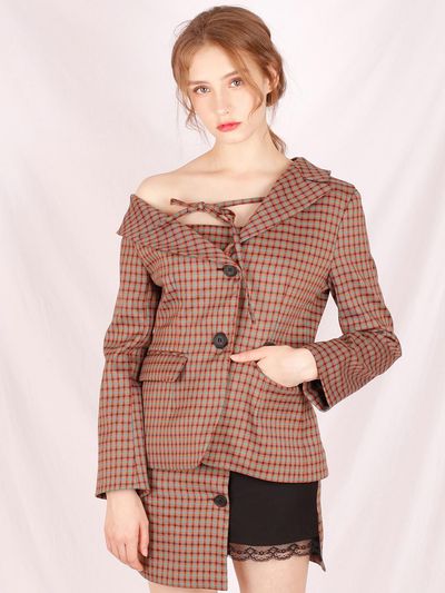 CATTLINE check offshoulder jacket