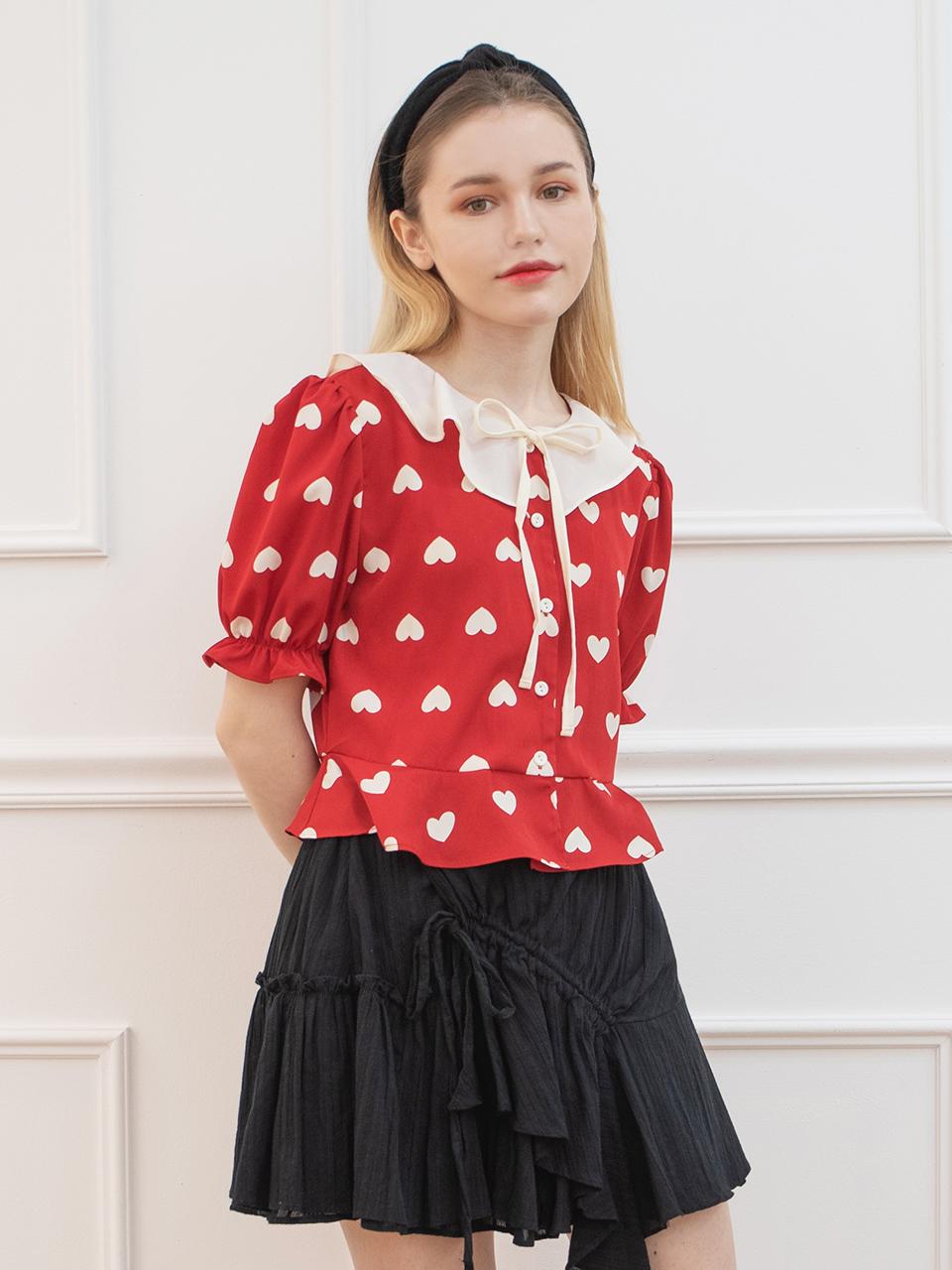 CATTLINE heart shirring blouse