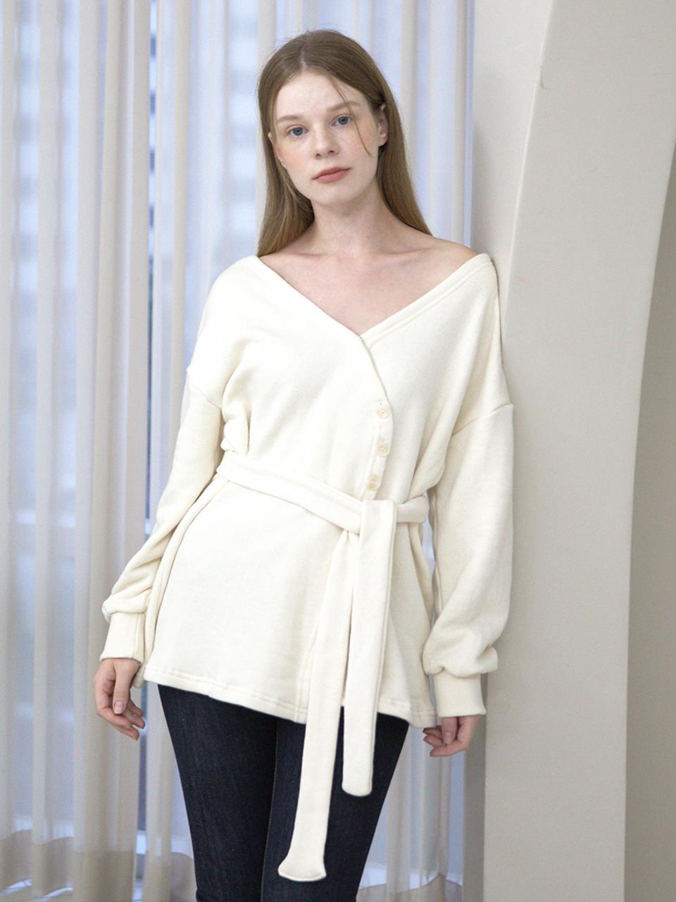 CATTLINE Offshoulder Wrap Strap Cardigan