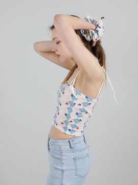 CATTLINE (SET) Highteen Sleeveless Crop Top Scrunchie (Blue