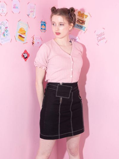 CATTLINE stitch belt skirt
