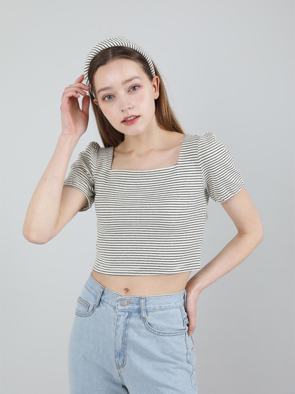 CATTLINE Stripe Puff T shirt (Ivory)