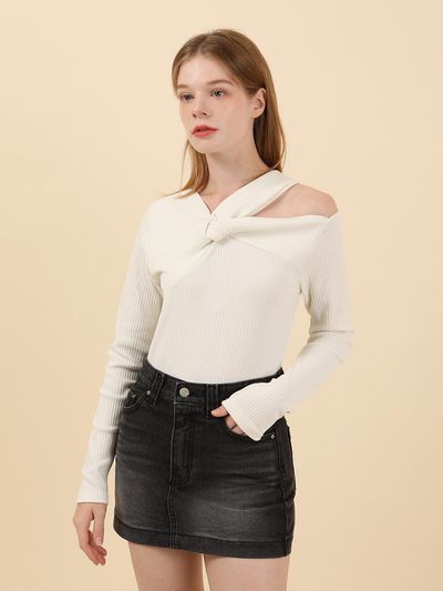 CATTLINE Twist Off Shoulder T shirt (Ivory)