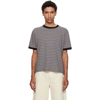 Cawley Cawley Beige & Blue Jersey Short Sleeve T-shirt